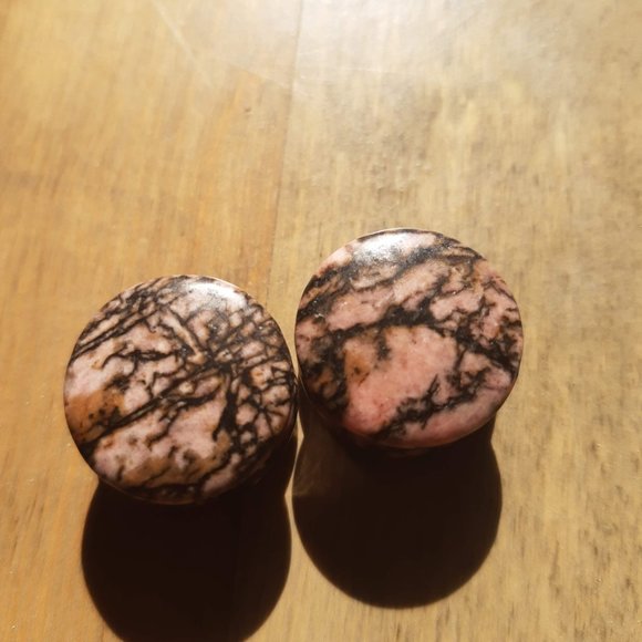Rhodonite organic ear plugs double flare - Picture 2 of 3